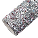 chunky glitter beads big small sequins mixed faux leather, 50*140cm continuously,12#,silver