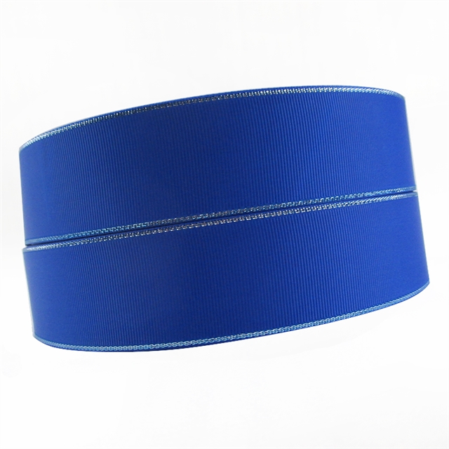1.5" 38mm silver GROSGRAIN silver ribbon 352 electric blue,5yard