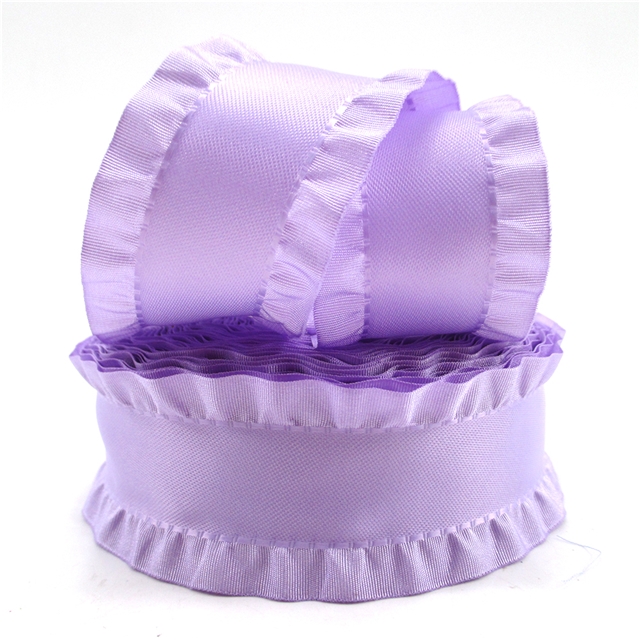 1.5" satin 1.5‘’flounced ribbon purple,50yard 