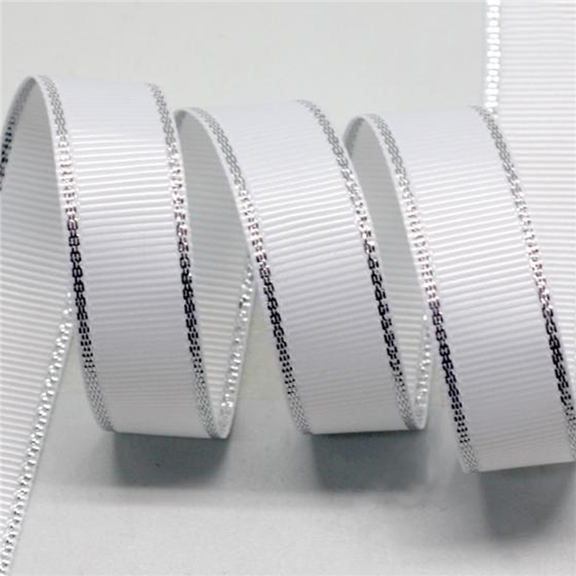 1.5" 38mm silver GROSGRAIN silver ribbon 029 white,5yard