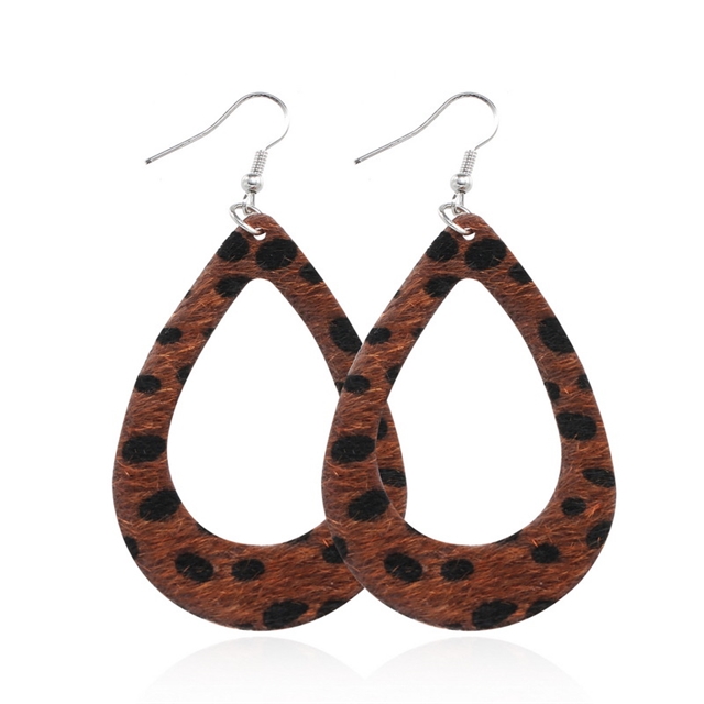 Leopard earrings Hollow coffee