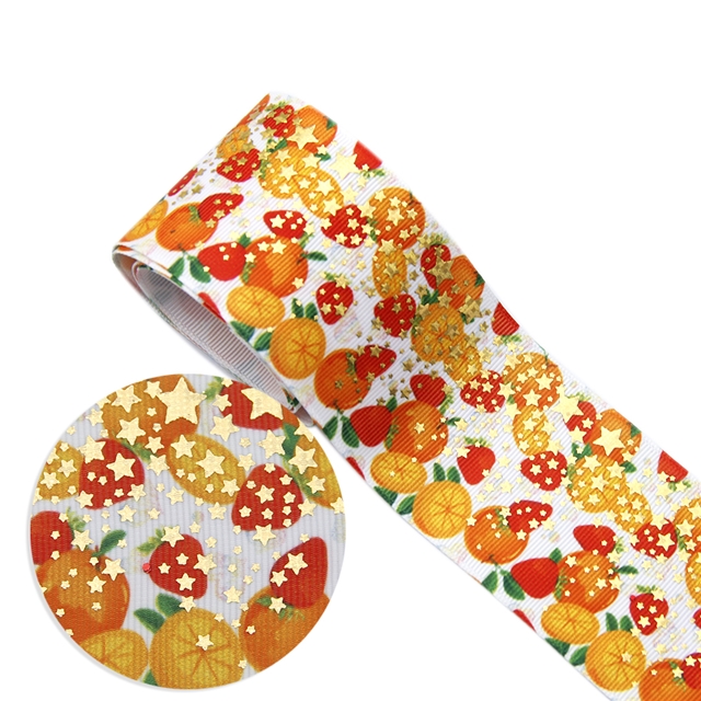 2" 50mm heat transfer printed+laser gold grosgrain heat transfer laser gold ribbon
