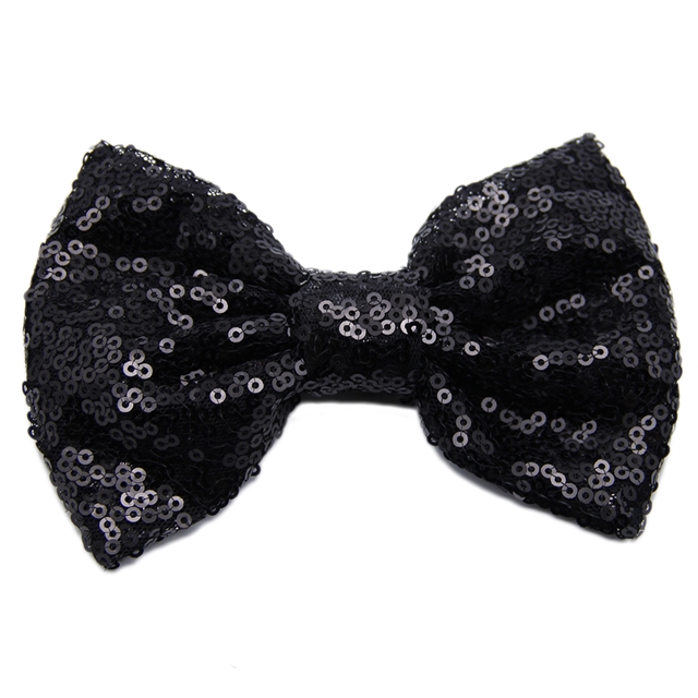 7‘’ 7 inches sequined bow black