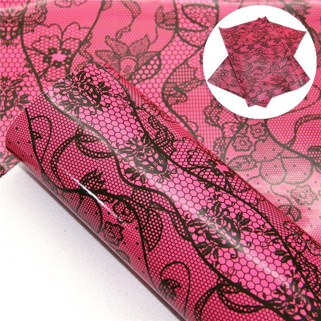 synthetic leather lace pattern smooth surface fluorescence color synthetic leather 30*140cm(11.8*55.1