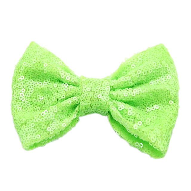 5 inches 5 inches sequined bow Fluorescent green