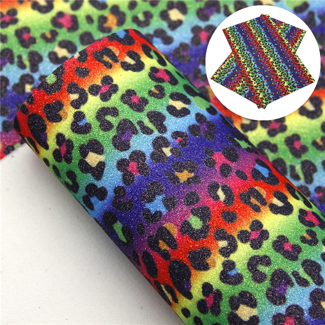 fine glitter synthetic leather fine glitter leopard synthetic leather 20*33cm(7.9*13