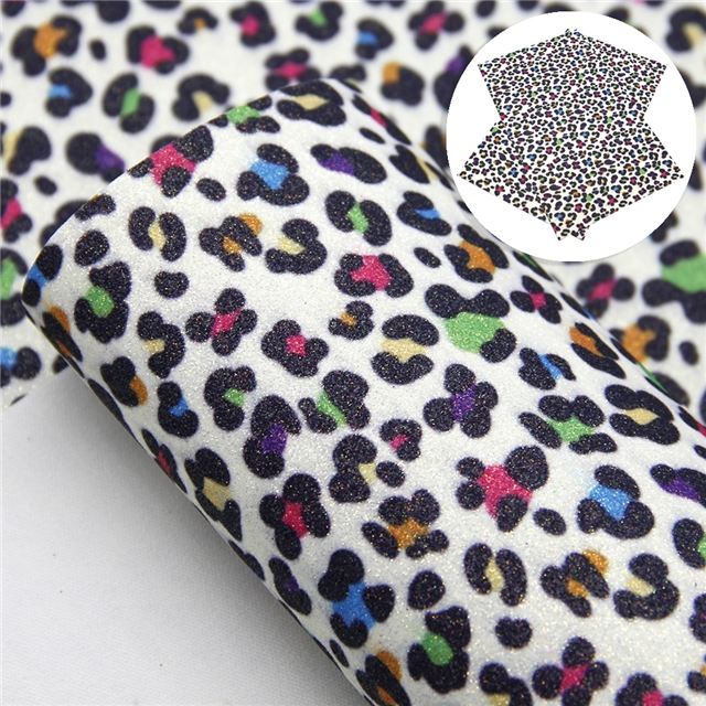fine glitter synthetic leather fine glitter leopard synthetic leather 20*33cm(7.9*13