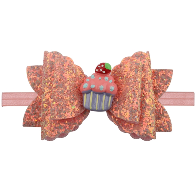 Onion powder bow headband Orange red