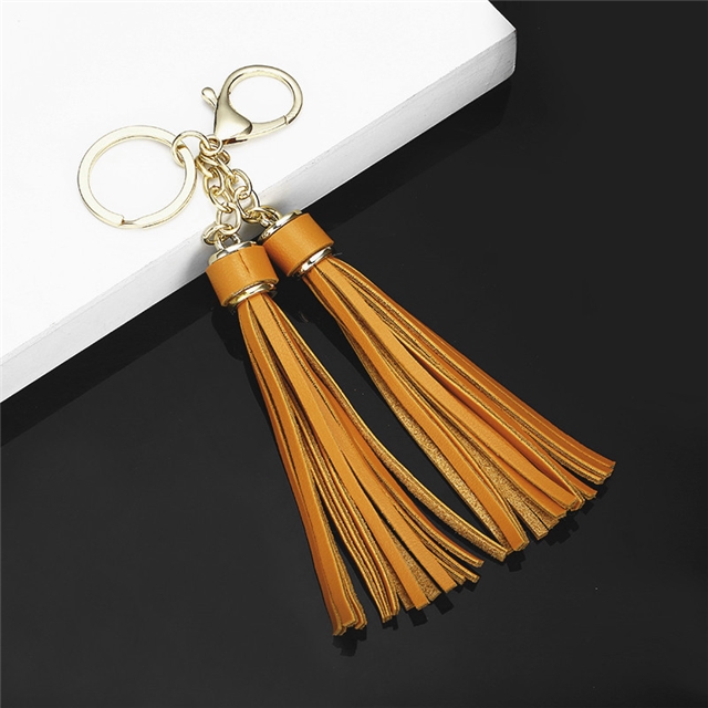 alloy+leather Tassel keychain The New orange