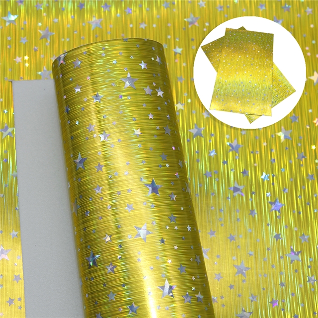 laser synthetic leather laser stripes star synthetic leather 20*33cm(7.9*13
