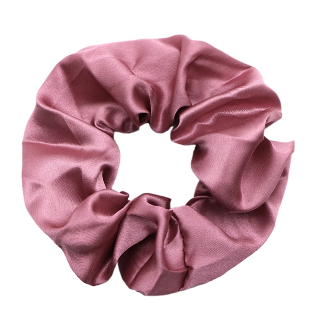 solid color satin hair scrunchies dark pink