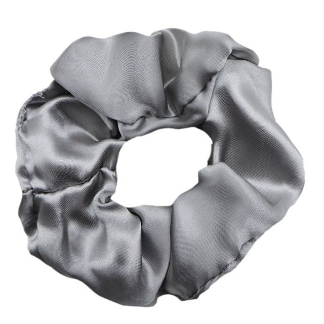 solid color satin hair scrunchies gray