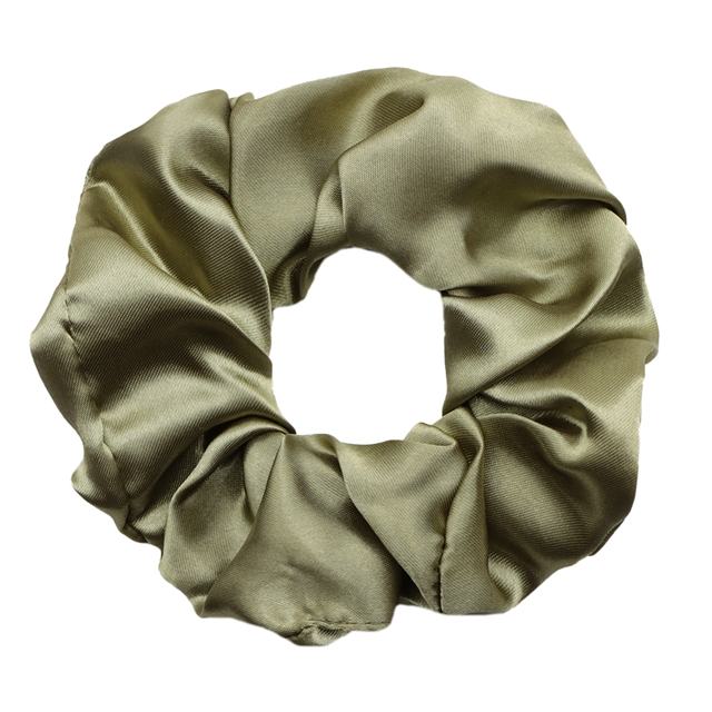 solid color satin hair scrunchies light army green