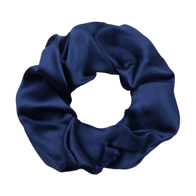 solid color satin hair scrunchies navy