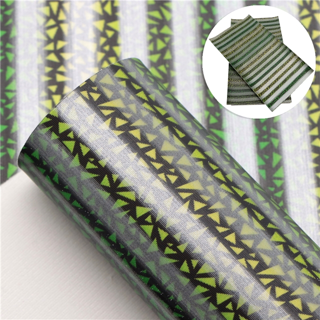 synthetic leather 2D grating stripe triangle pattern rainbow gradient color synthetic leather 20*33cm(7.9*13