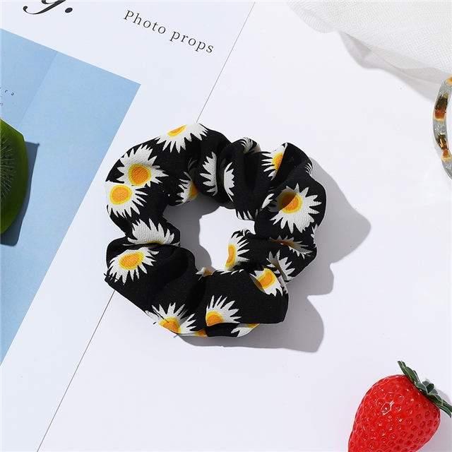 Daisy hair scrunchies chiffon black