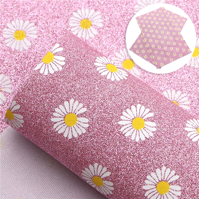 synthetic leather fine glitter ink daisy synthetic leather 20*33cm(7.9*13