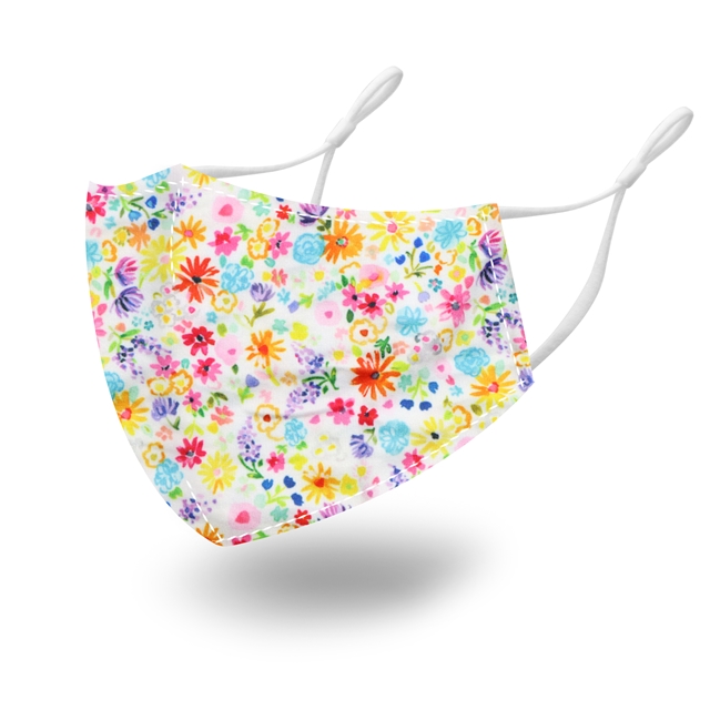 double brushed poly knit fabric flower pattern dustproof adjustable ear rope mask white4#