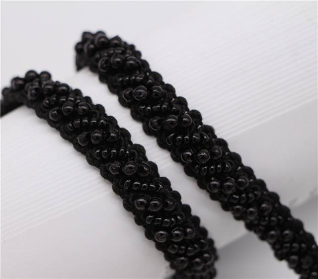 satin+ribbon+bubble beads+glass beads handmade beaded lace