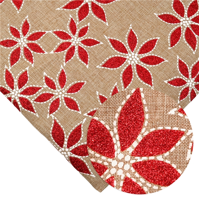 linen christmas glitter ink printed linen fabric 50*150cm(19.7*59.1