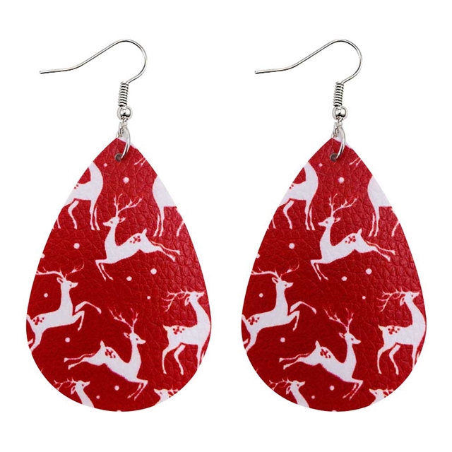 Christmas leather earrings（2pieces/pair） 1#