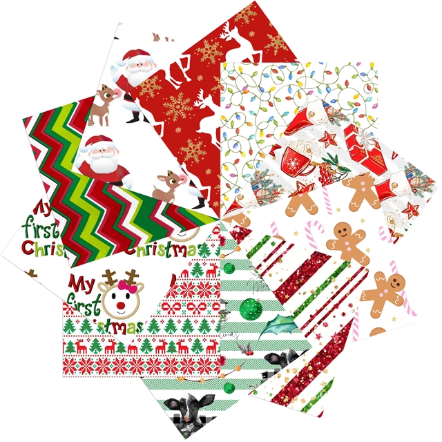 christmas fabric set（10 designs/set） 100％ cotton fabric,20*20cm(7.9*7.9