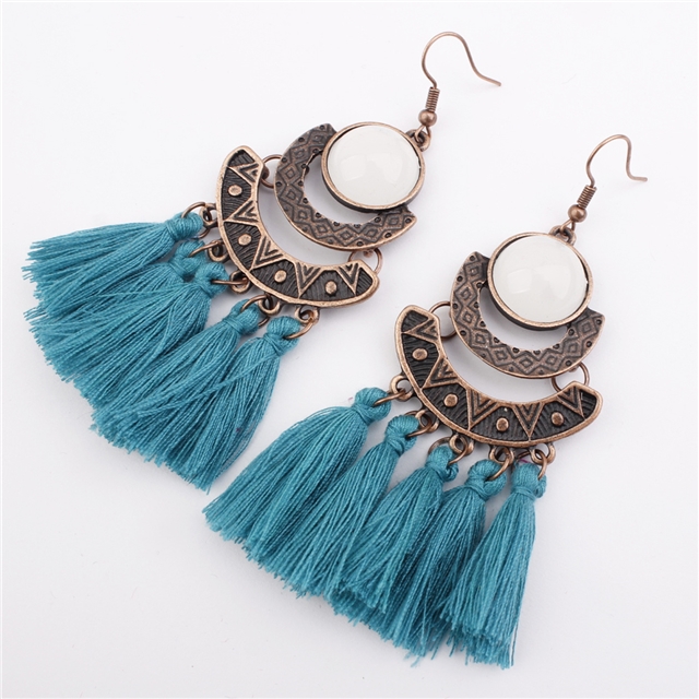 Alloy+tassel Tassel earrings green
