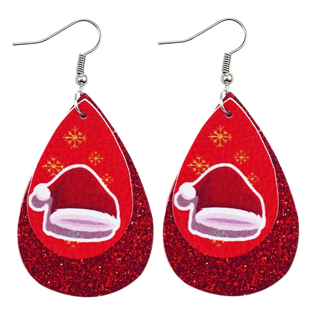 Christmas leather earrings（2pieces/pair） 7#
