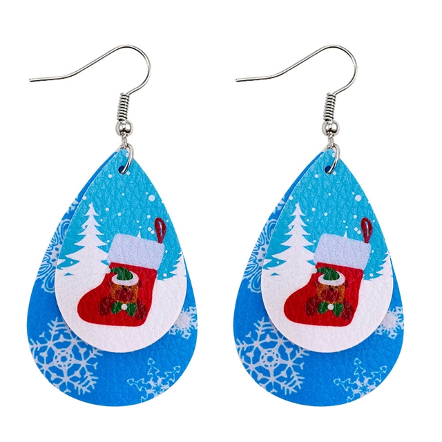 Christmas leather earrings（2pieces/pair） 3#