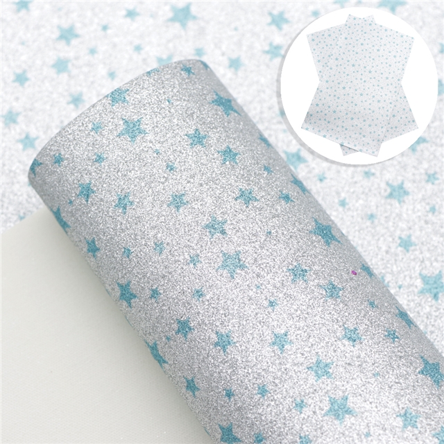 fine glitter synthetic leather silver fine glitter star synthetic leather 20*33cm(7.9*13