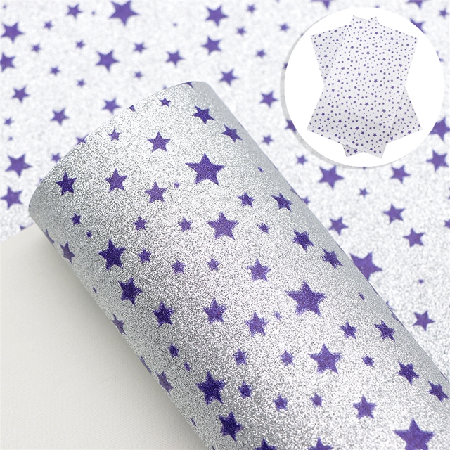 fine glitter synthetic leather silver fine glitter star synthetic leather 20*33cm(7.9*13