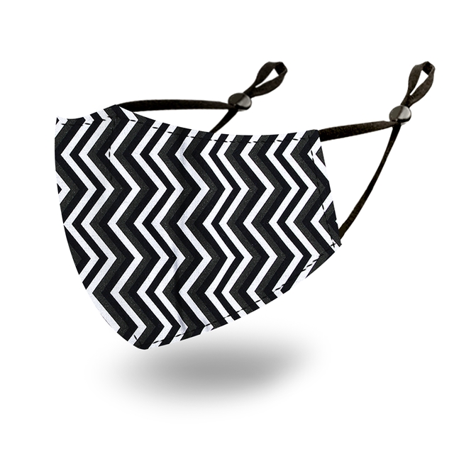 100％cotton 100％ cotton geometric pattern dustproof adjustable ear rope mask wave+black 1#