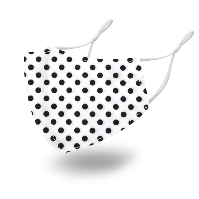 100％cotton 100％ cotton geometric pattern dustproof adjustable ear rope mask dots+white