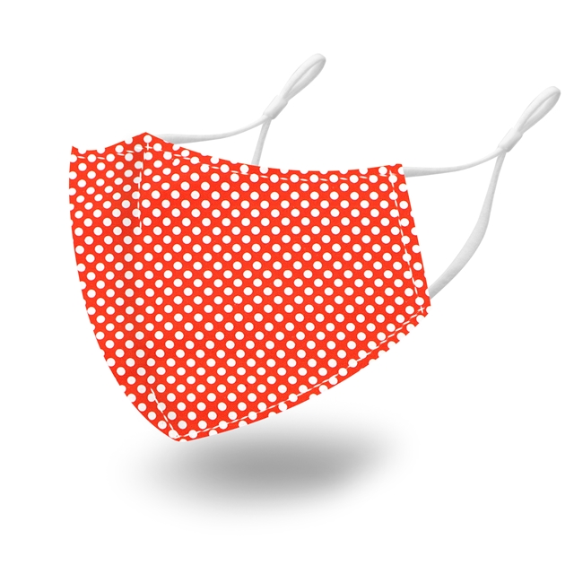 100％cotton 100％ cotton geometric pattern dustproof adjustable ear rope mask dots+red