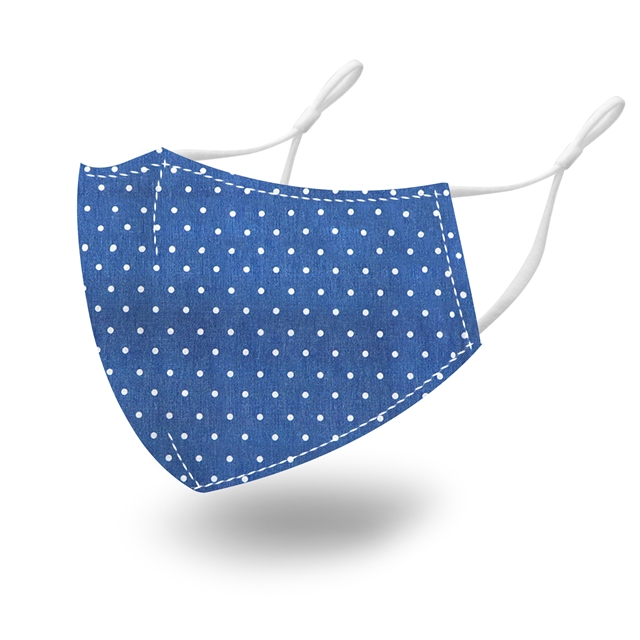 100％cotton 100％ cotton geometric pattern dustproof adjustable ear rope mask dots+blue