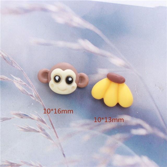 resin cartoon animals combination series 3d resin accessories set（2pcs/pack） monkey+banana