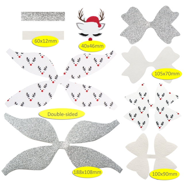synthetic leather DIY christmas day double sided leather bowknot clip material package bowknot material package（without fragrance）