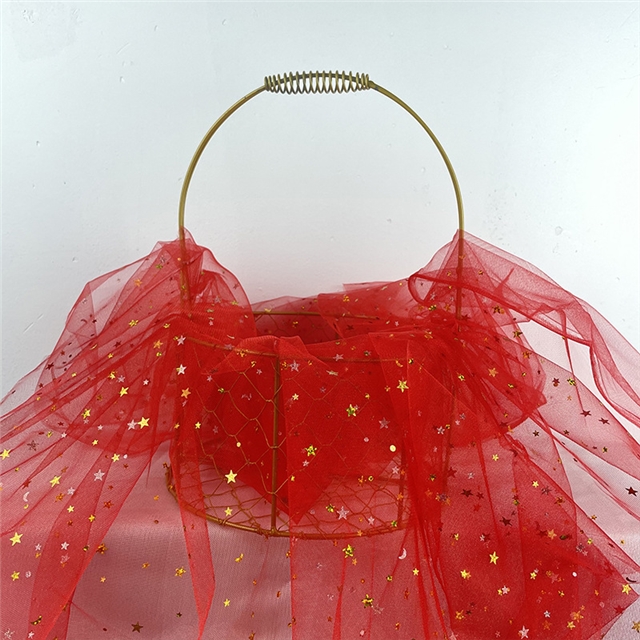 nylon gold foil star mesh gauze fabric red hard gauze,50*150cm(19.7*59.1