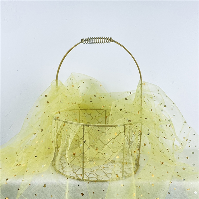 nylon gold foil star mesh gauze fabric lemon yellow hard gauze,50*150cm(19.7*59.1