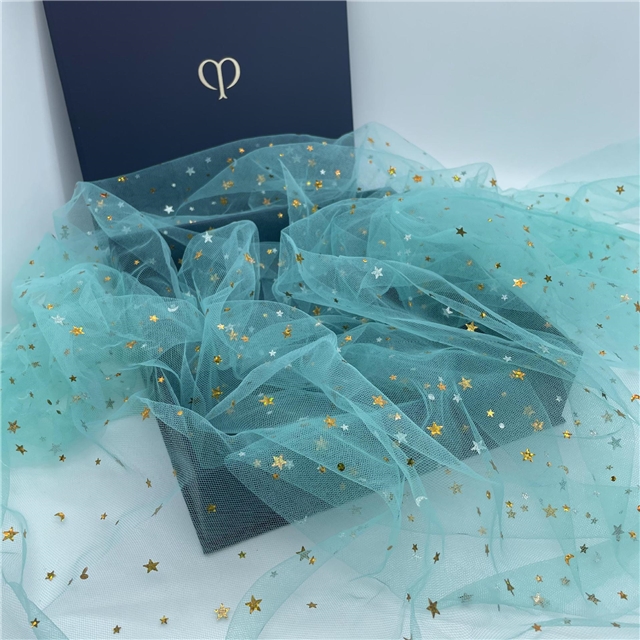 nylon gold foil star mesh gauze fabric green soft gauze,50*150cm(19.7*59.1