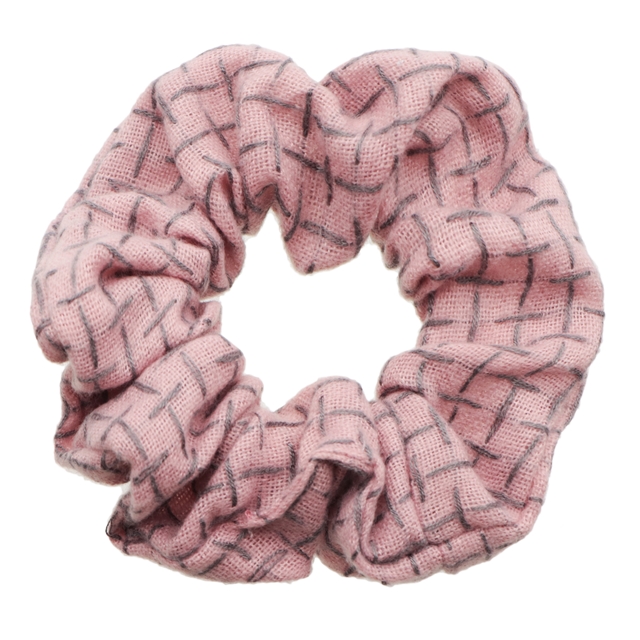 linen cotton plain color hair scrunchies pink