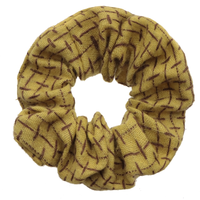 linen cotton plain color hair scrunchies yellow
