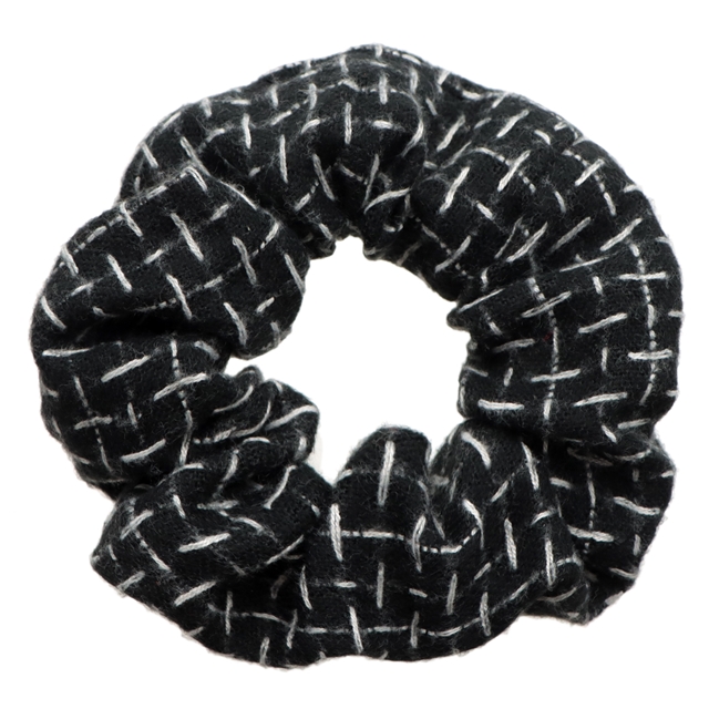 linen cotton plain color hair scrunchies black