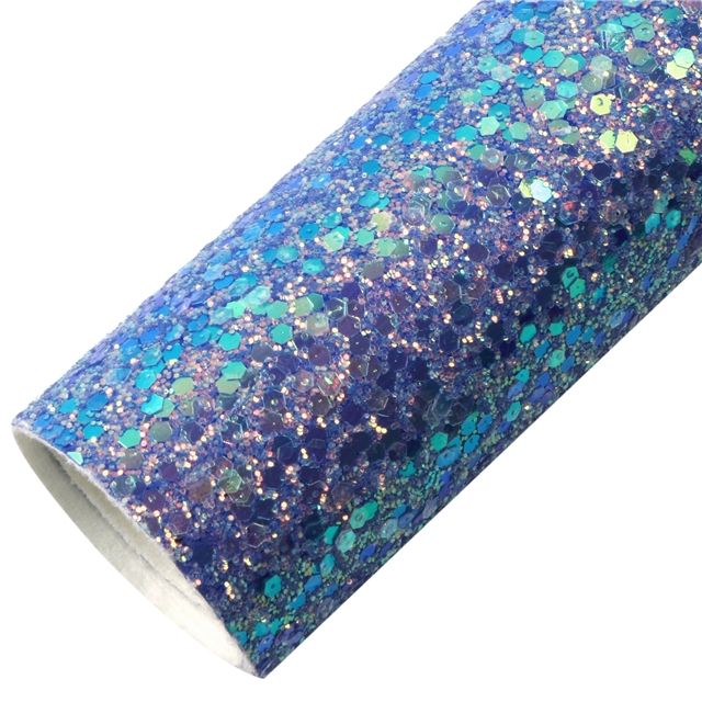 synthetic leather chunky glitter big small iridescent sequins mixed faux leather 50*140cm(19.7*55.1