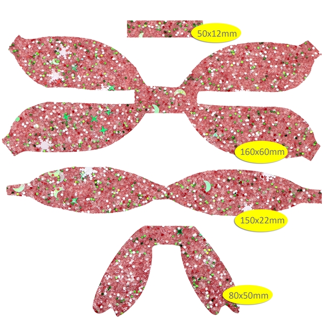 synthetic leather DIY chunky glitter snowflake sequins bowknot clip material package red bowknot material package（without fragrance）