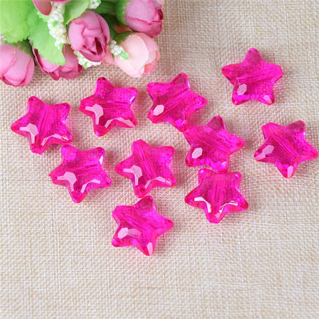 acrylic five pointed star acrylic beads（with holes） dark rose red,2.8cm(1.12