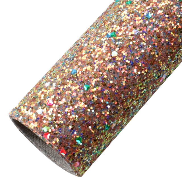synthetic leather chunky glitter diamond shaped sequins faux leather 20*33cm(7.9*13