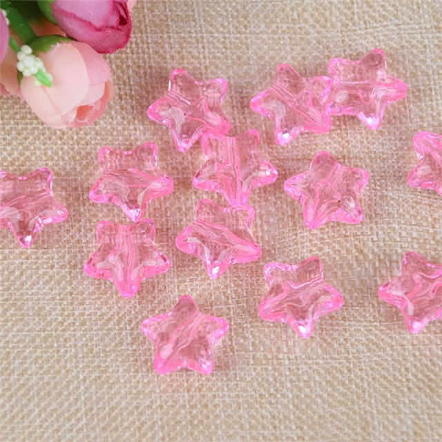 acrylic five pointed star acrylic beads（with holes） pink,2.8cm(1.12