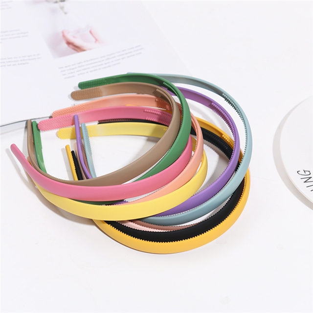 plastic plain wide-brimmed matte headband rose red