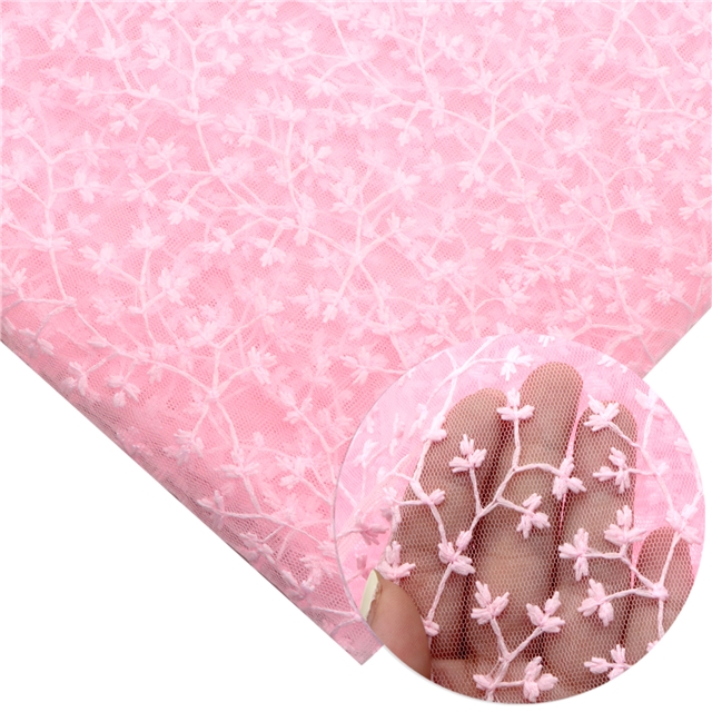 plain color flower mesh fabric pink,50*130cm(19.7*51.2
